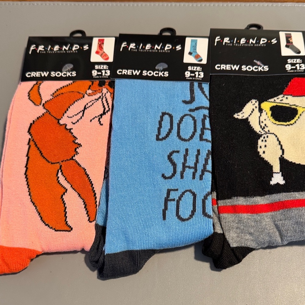 Friends TV Show Set of Three Pair of UNISEX Socks - NEW!